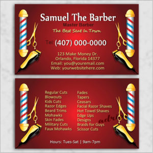 Business card design template for barbers and barbershops.