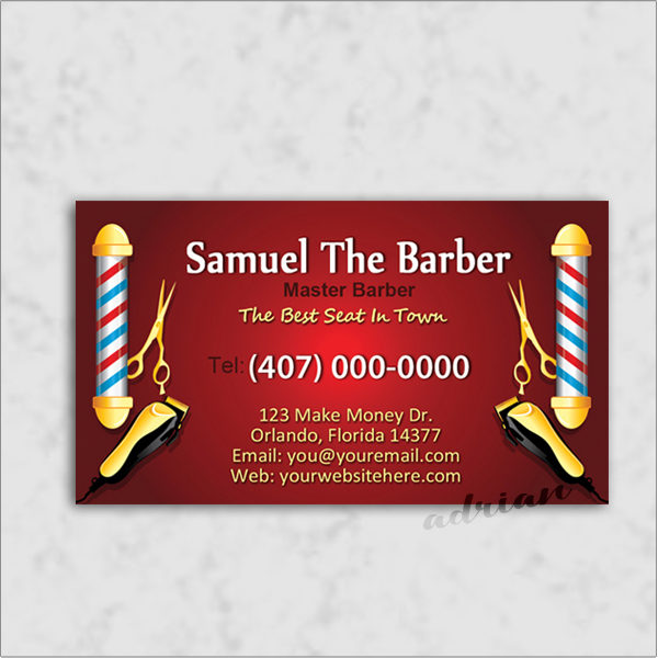 Business card design template for barbers and barbershops.