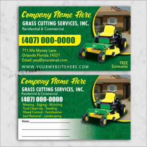 Business card design template for landscaping/lawn care/grass cutting business.
