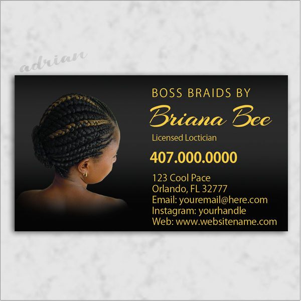 Braider/loctician business cards and template design