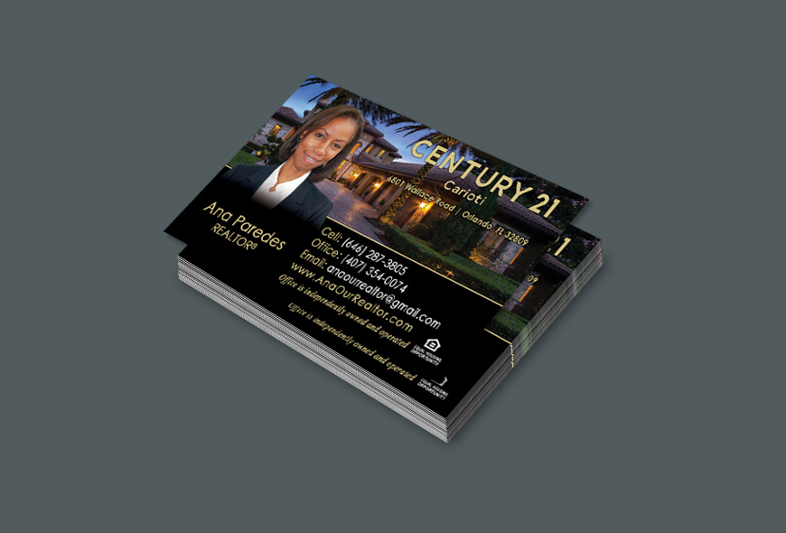 Century 21 realtor business card design and printing.